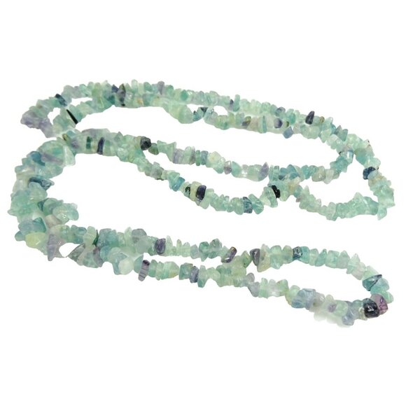Gemstone Chip Necklace No Clasp Amethysts and More 34" Purple Light Green Blue - Picture 2 of 7